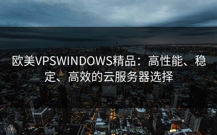 欧美VPSWINDOWS精品：高性能、稳定、高效的云服务器选择