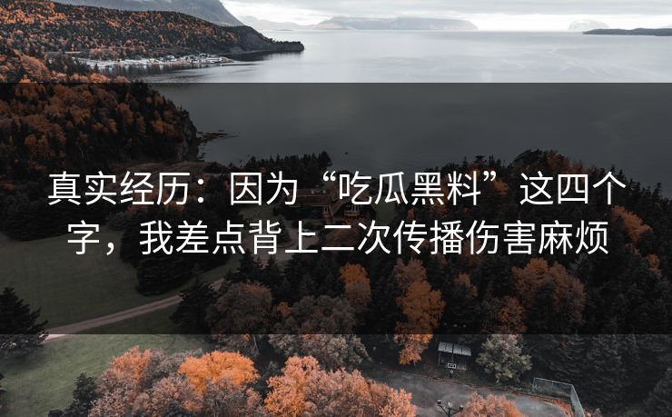 真实经历:因为“吃瓜黑料”这四个字,我差点背上二次传播伤害麻烦